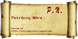 Petróczy Nóra névjegykártya