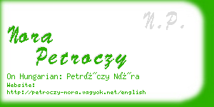 nora petroczy business card